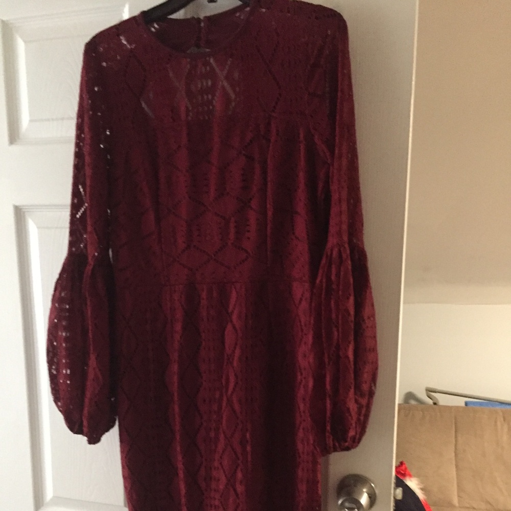 Burgundy knee-length dress